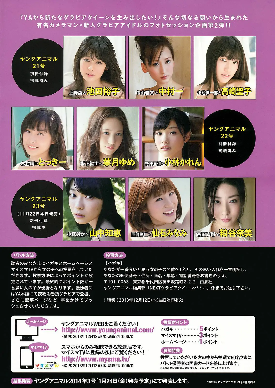 松井珠理奈 佐藤聖羅 竹內舞 山中知恵 仙石みなみ 粕谷奈美 [Young Animal] 2013年No.23 寫真雜志